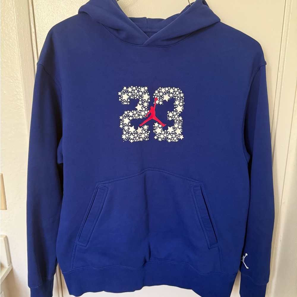 RARE! NIKE AIR Hoodie in Royal Blue + 23 in stars and JUMPMAN! LIKE NEW!